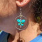 Turquoise Howlite Butterfly Silver Hoop Earrings Boho Hippie Jewelry