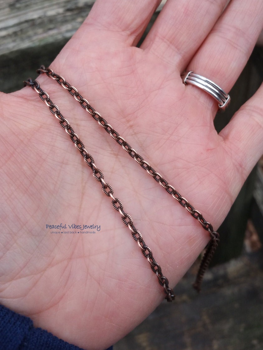 Copper Chain Necklace Antiqued or Shiny